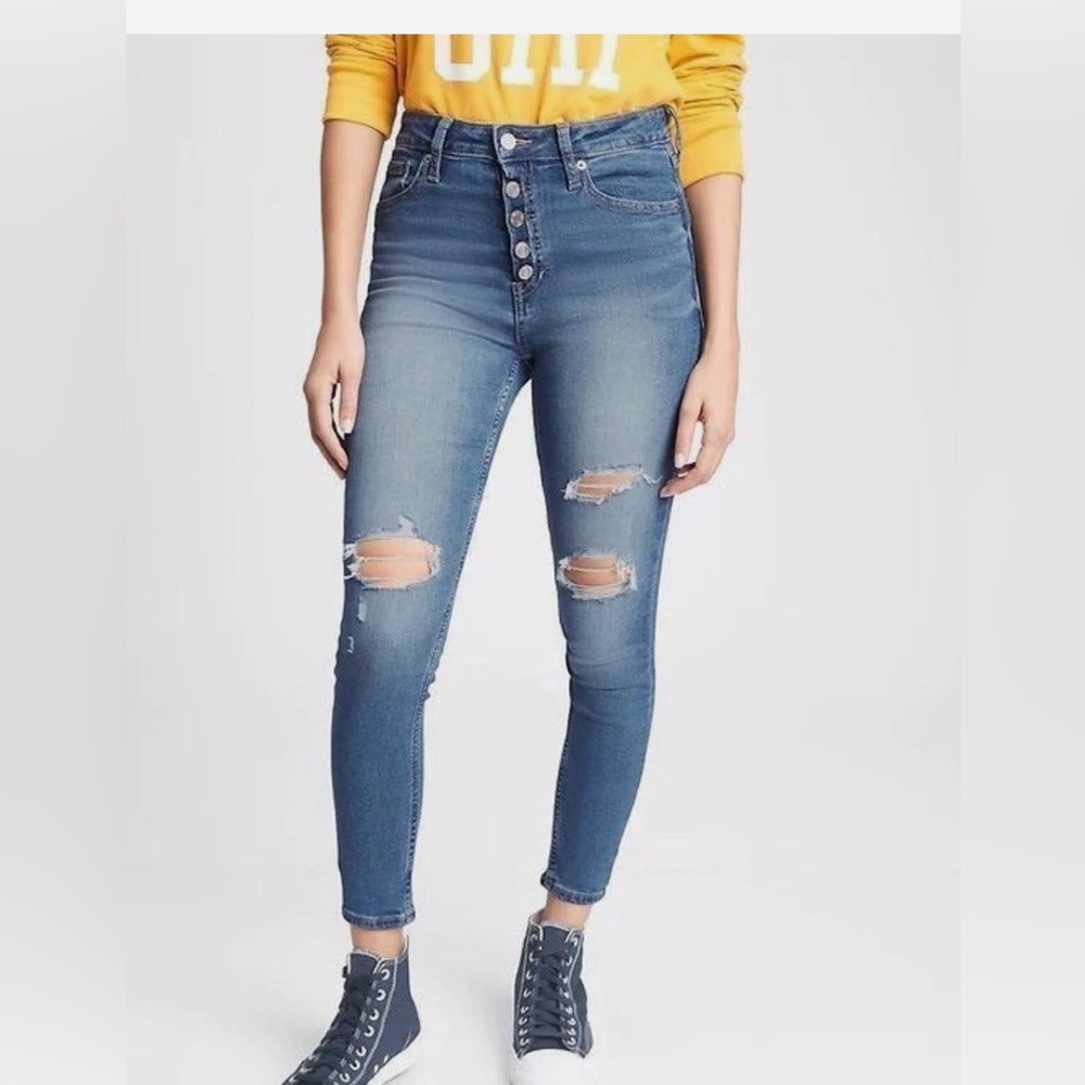 GAP High Rise Blue Distressed Jeans
